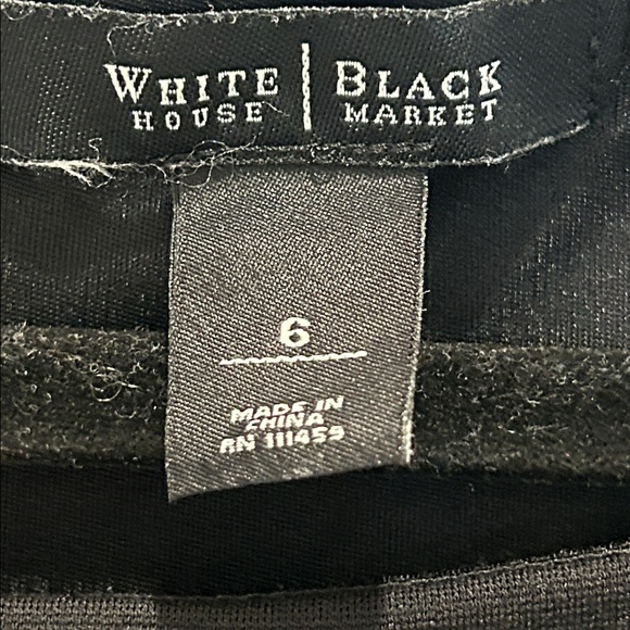 ◼️White House Black Market Black Sheath Lined Ruffled Bandage Midi Women’s Sz 6 - Picture 10 of 15